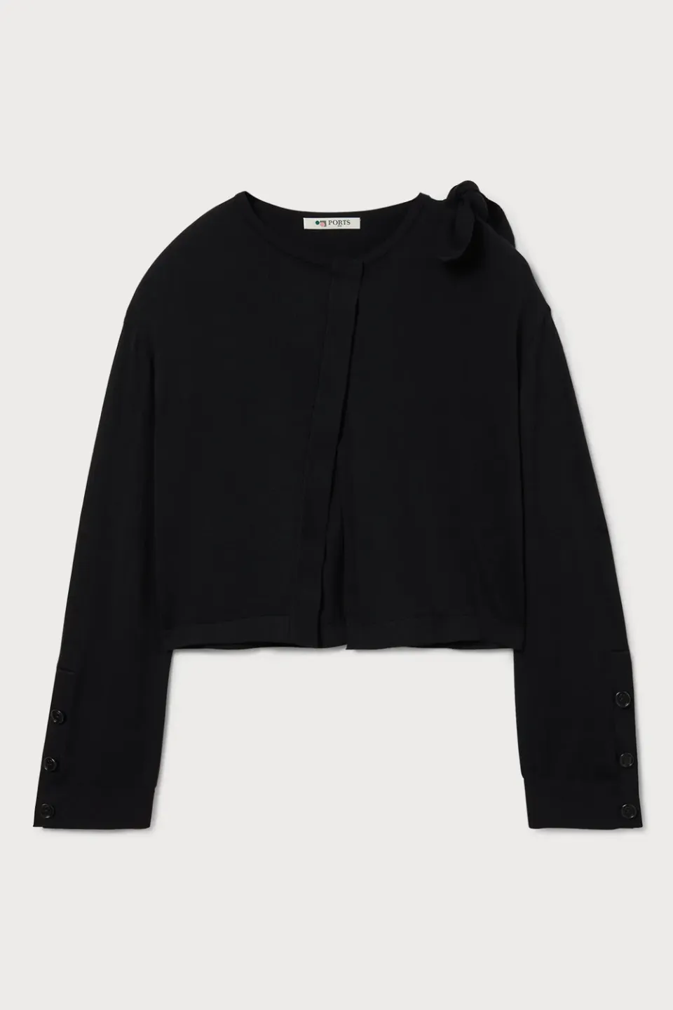 PORTS 1961 Wool Silk Bow cardigan nero in seta