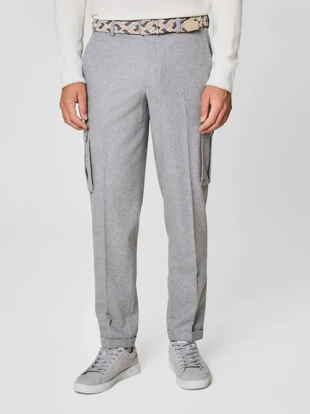 Paul Taylor pantalone tasconi misto lana grigio chiaro
