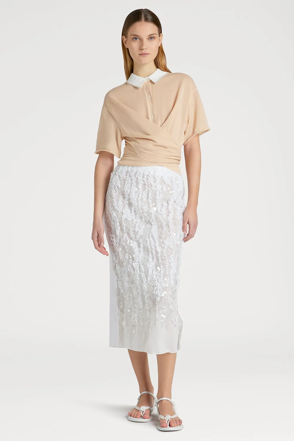 Ports 1961 gonna bianca optic paillettes elegante