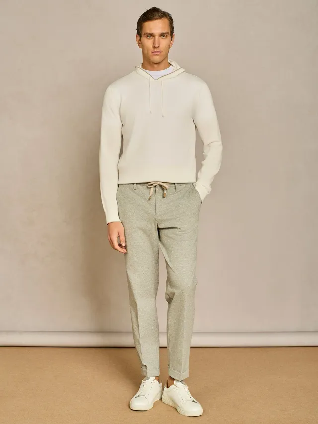 Paul Taylor Pantalone Jersey Grigio Chiaro Coulisse