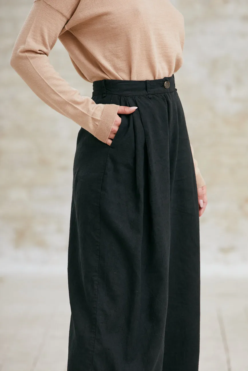 Jyoti Fair Works Awasi Black culotte canapa tencel