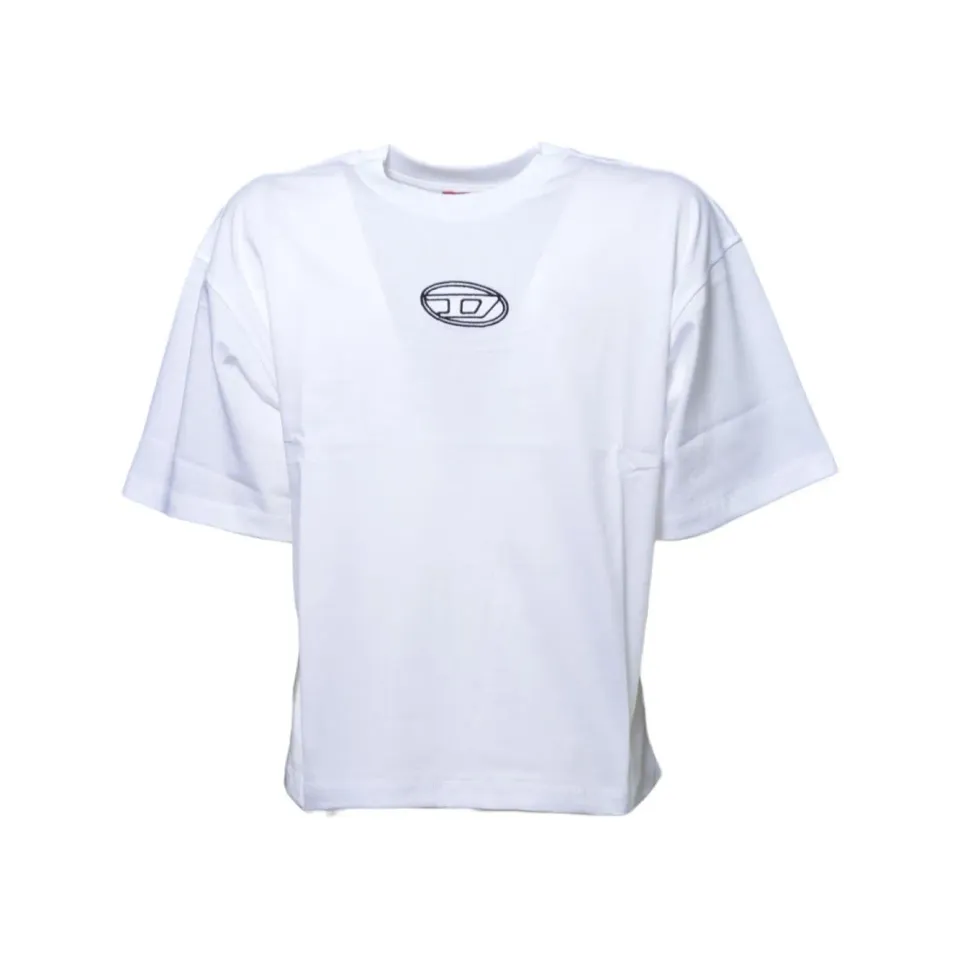 Diesel Junior J0242800YI9 t-shirt bianca in cotone