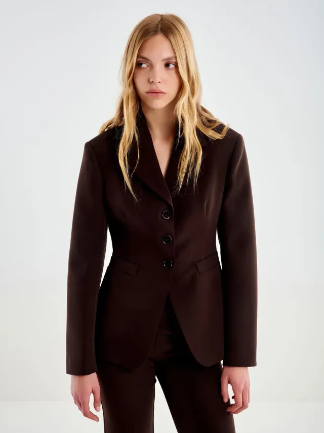 Vicolo Blazer Monopetto Slim Morbido cioccolato
