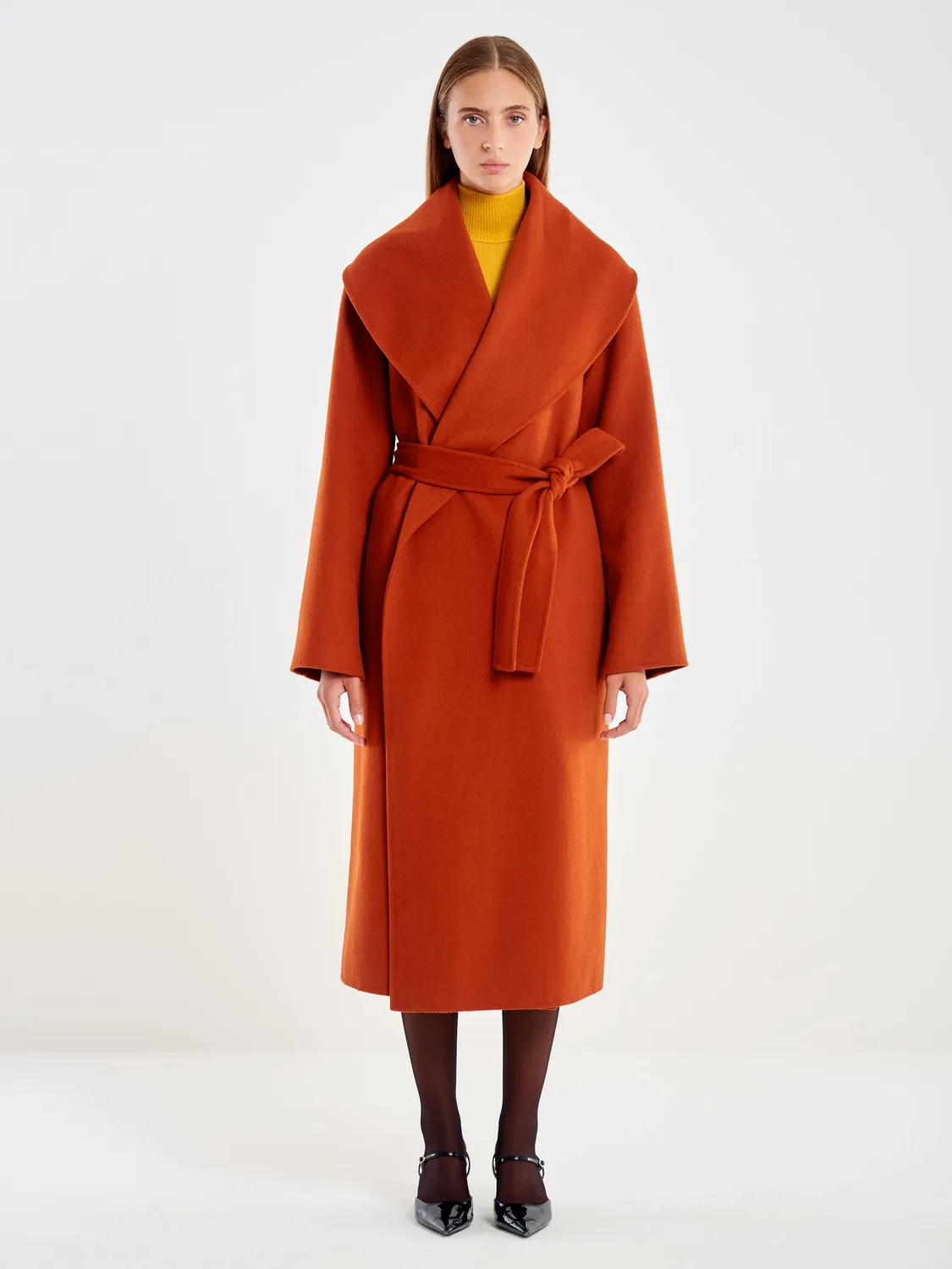 Vicolo Cappotto con Maxi Scialle lana coccio