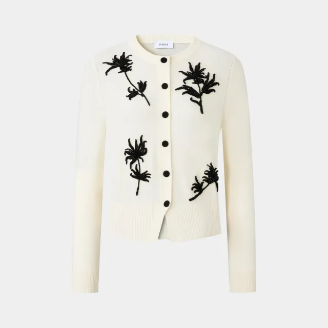 Ports FW25 cardigan fiori cream taglia M