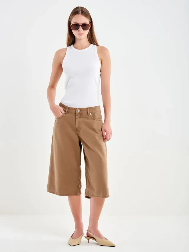 Vicolo Bermuda in Jeans Tabacco Taglia S Cotone