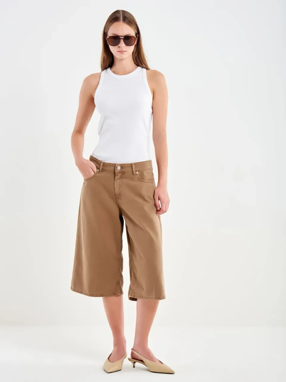 Vicolo Bermuda in Jeans Tabacco Taglia S Cotone