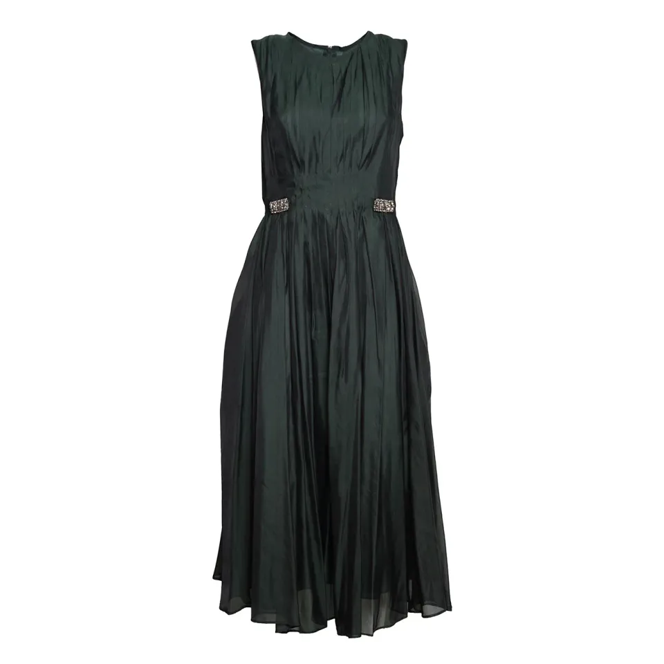 MaxMara Timeless Wally abito verde muschio seta 42-46