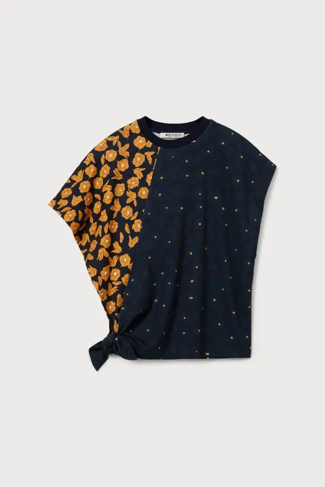 Ports Floral Print Knot top cotone giallo fantasia