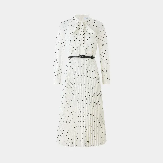 PORTS White Polka Dot Dress vestito pois crema