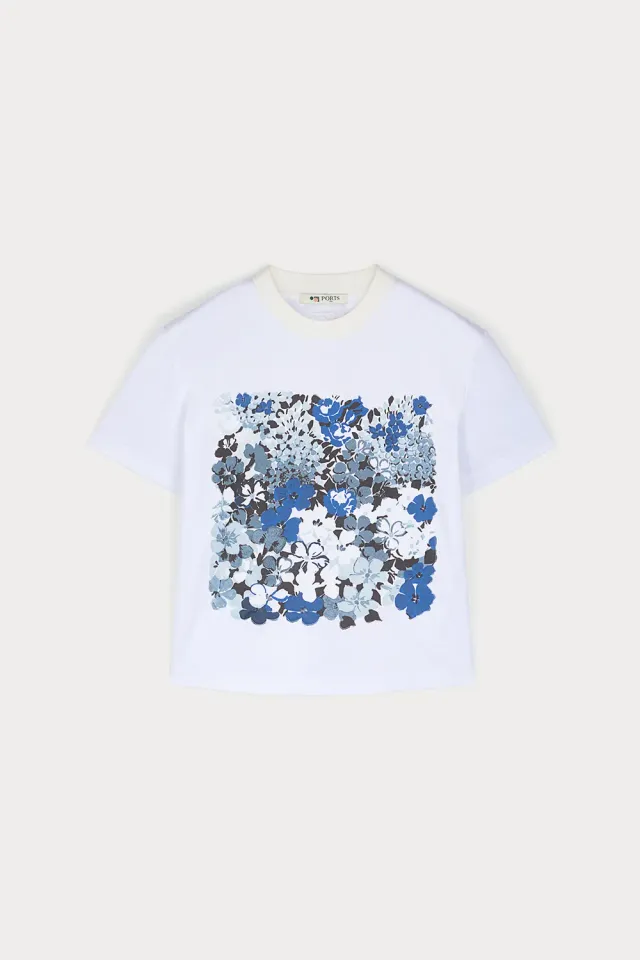PORTS Petal Print t-shirt bianca stampa floreale