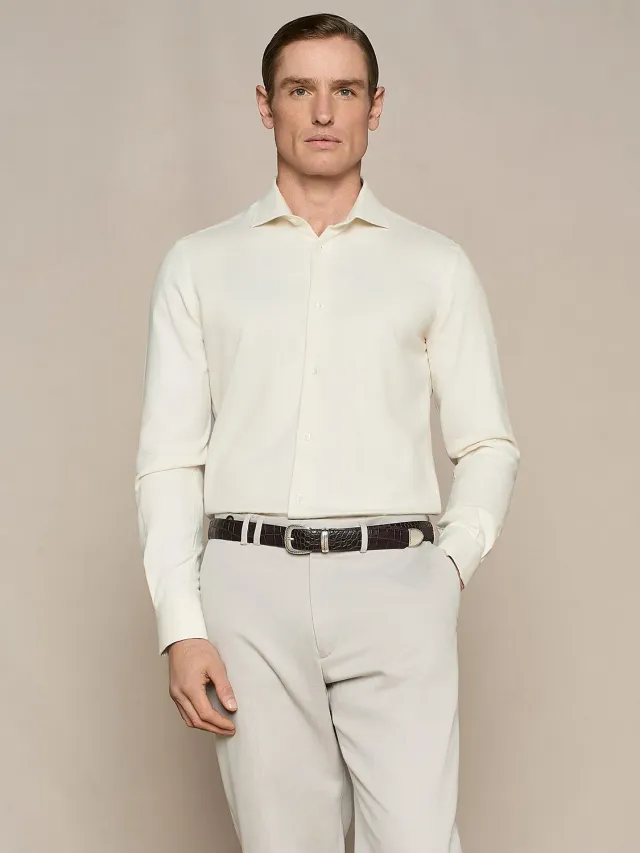 Paul Taylor camicia flanella diagonale bianco regular fit