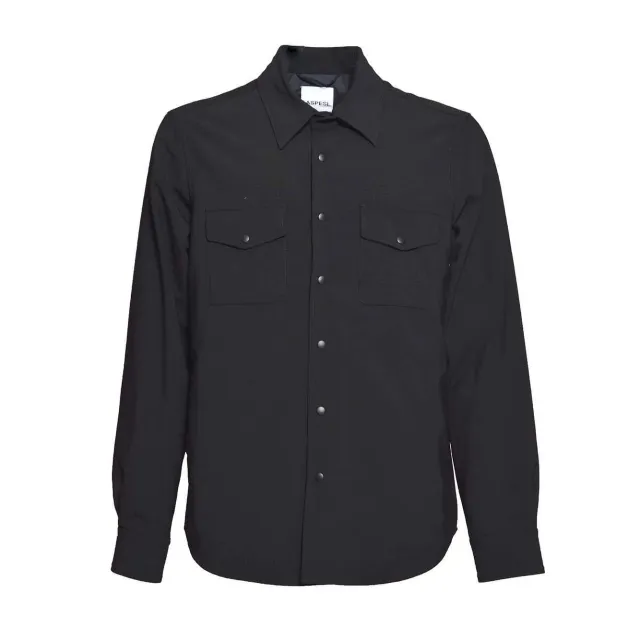 Aspesi CE27Z058 overshirt nera flanella imbottita