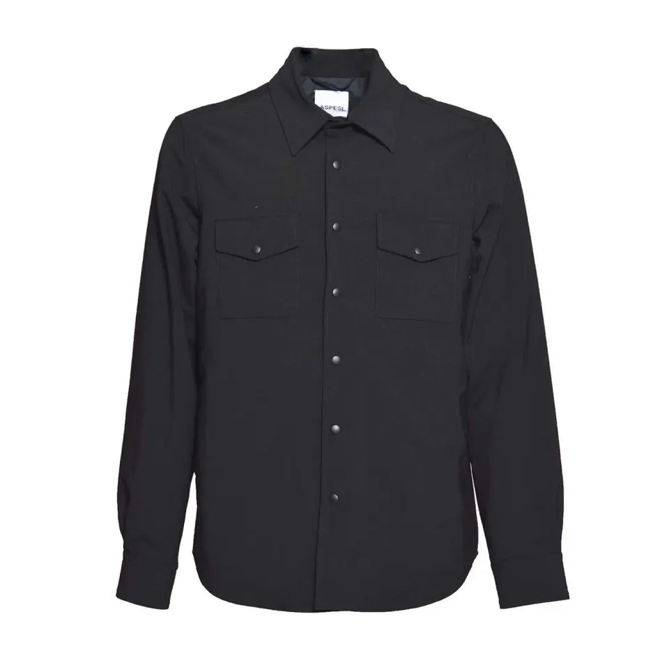 Aspesi CE27Z058 overshirt nera flanella imbottita