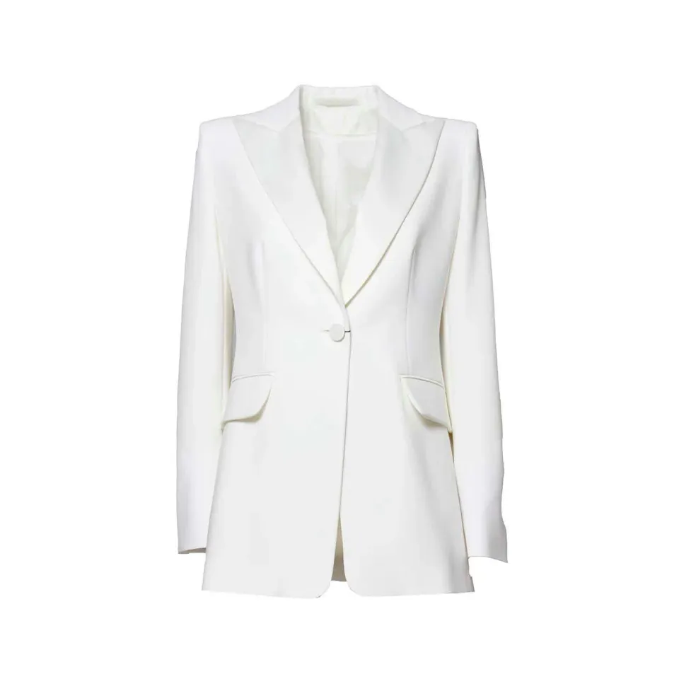 Max Mara Plinio giacca smoking bianco sporco in cady