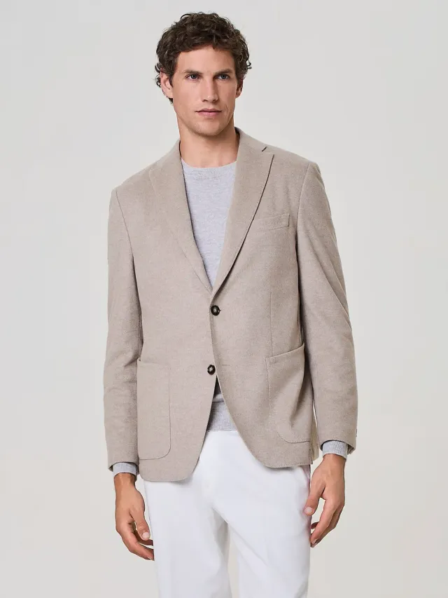 Paul Taylor Giacca Velour Cashmere Beige Monopetto