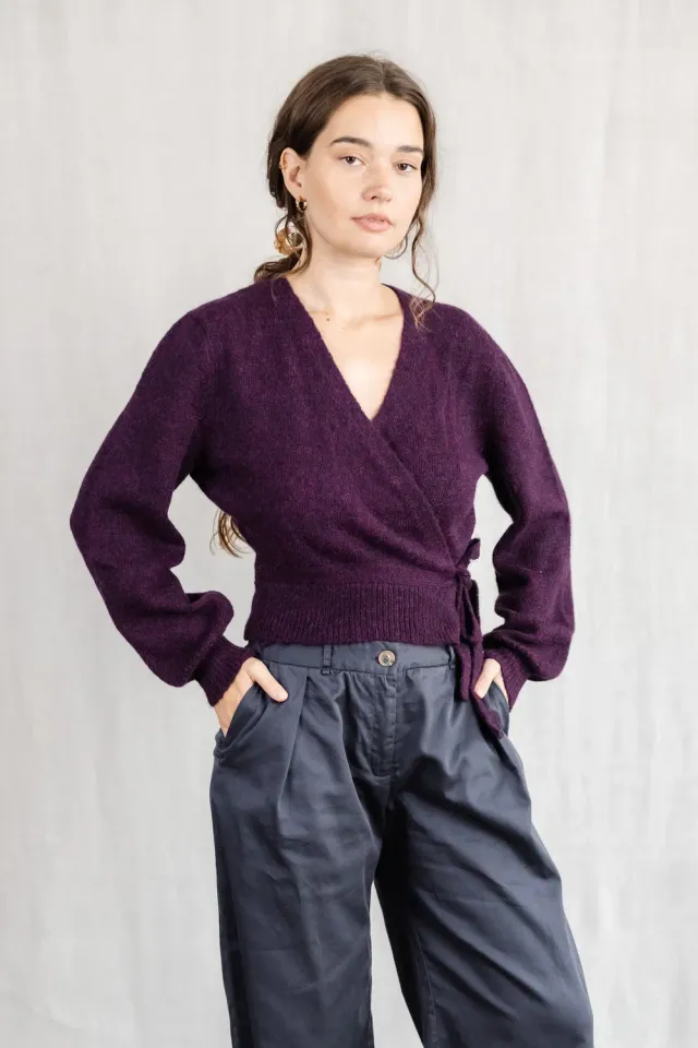 Jyoti Abancay cardigan avvolgente baby alpaca mora