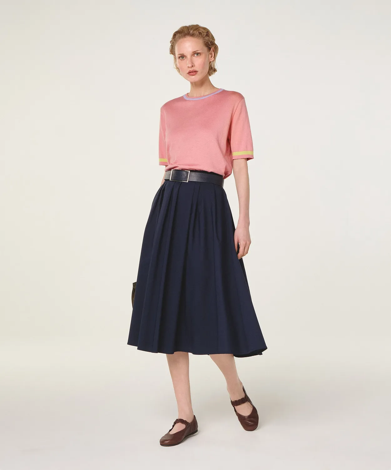 Rodier Gonna lunga svasata polpaccio blu navy