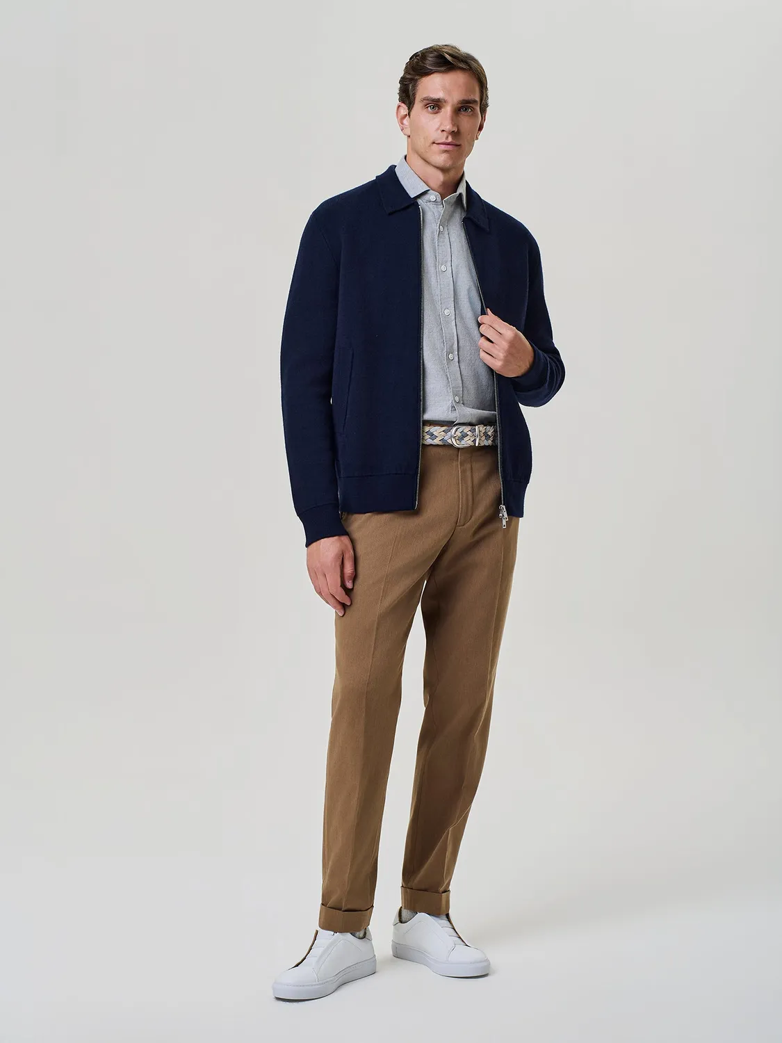Paul Taylor camicia flanella grigio regular fit melange