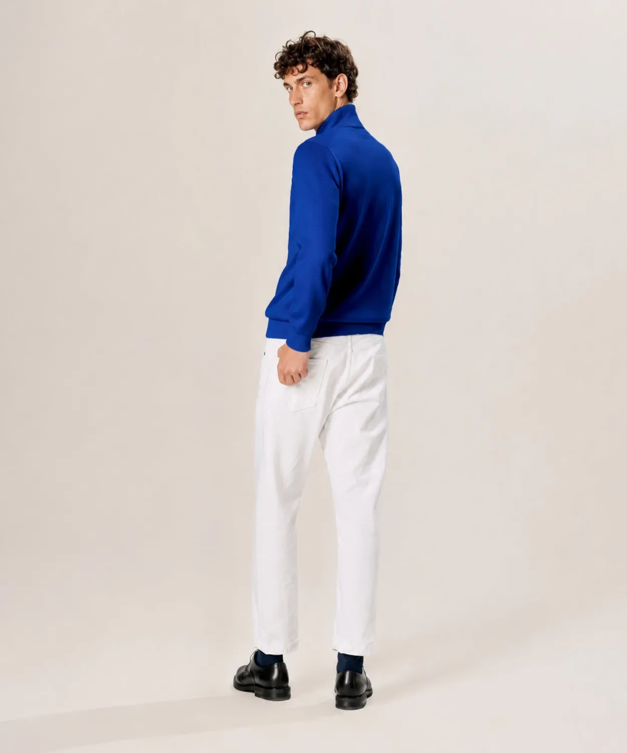 Rodier maglione dolcevita lana merino uomo blu azzurro