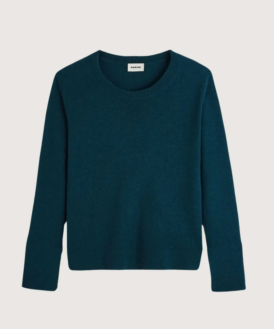 Rodier maglione girocollo cashmere verde anatra