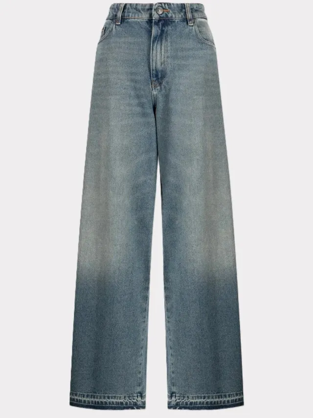 Ports Mid-Rise Wide-Leg Jeans Blu Denim