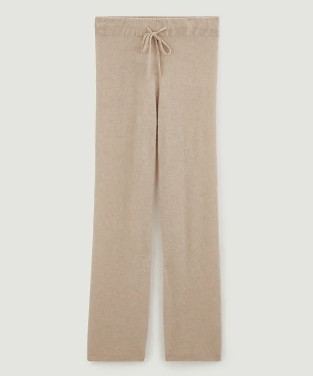 Rodier Pantaloni larghi maglia cashmere beige 100%