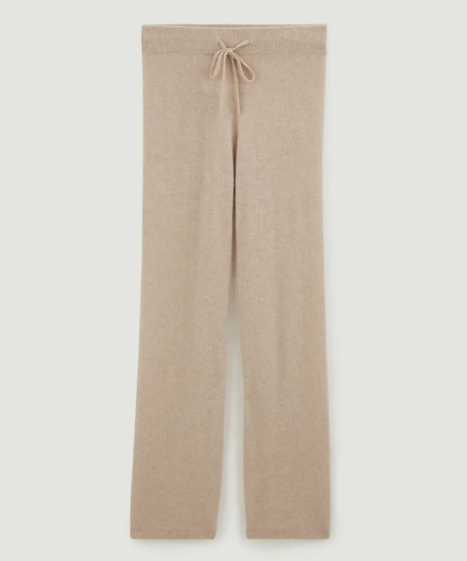 Rodier Pantaloni larghi maglia cashmere beige 100%
