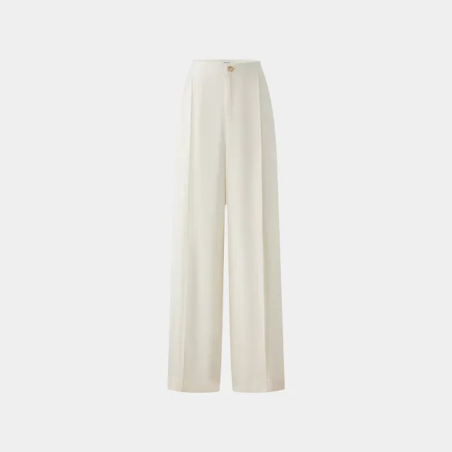 PORTS pantaloni palazzo panna pieghe donna vita alta