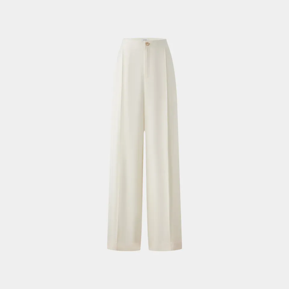 PORTS pantaloni palazzo panna pieghe donna vita alta