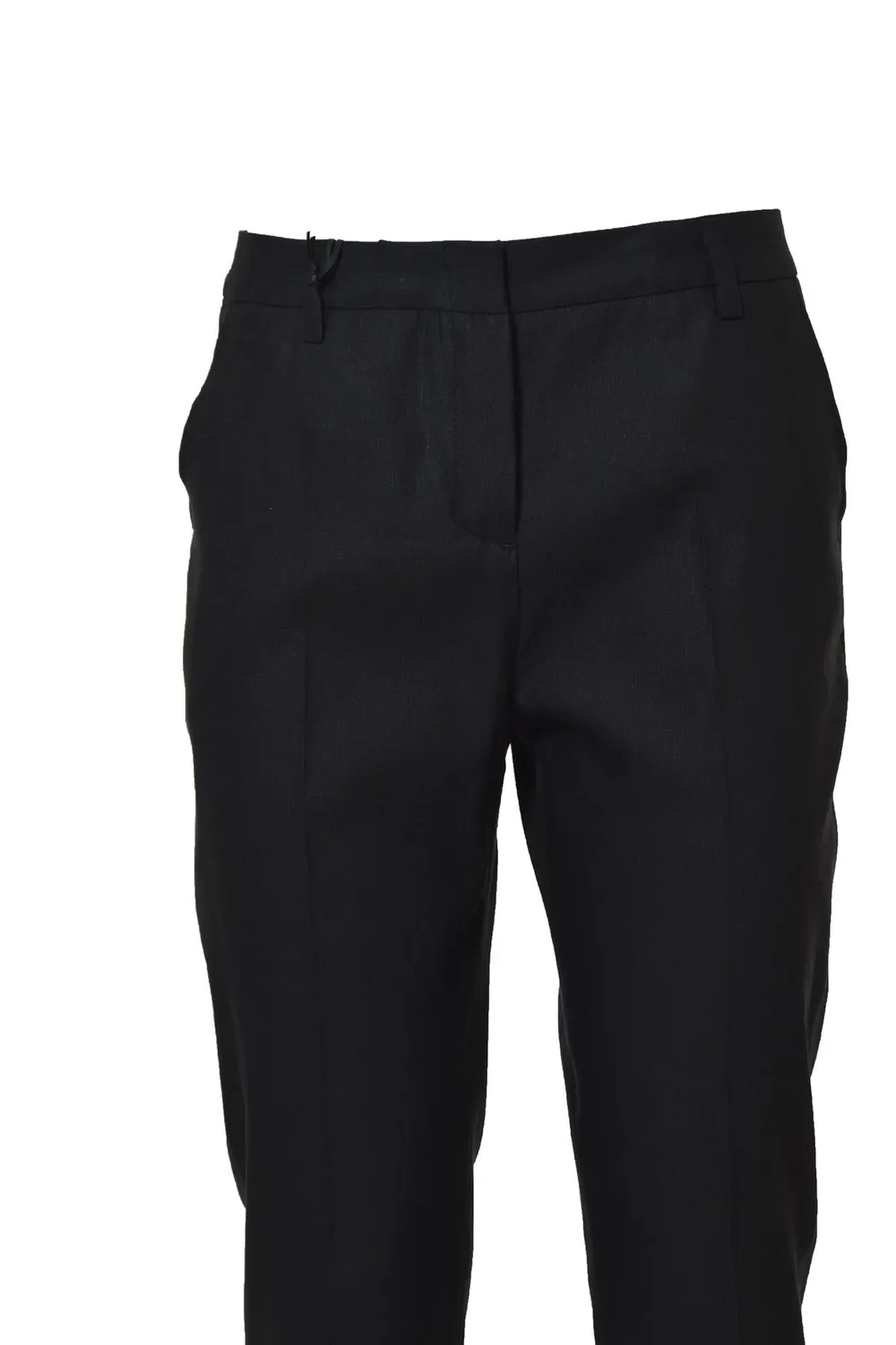 Tonello 02P53203306U pantaloni sartoriali neri lino