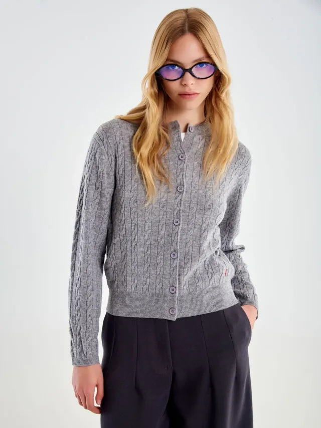 Vicolo Pull Coreana trecce maglia beige lana