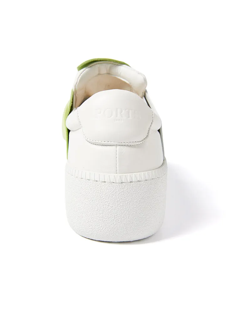 PORTS Bee sneakers platform bianco verde