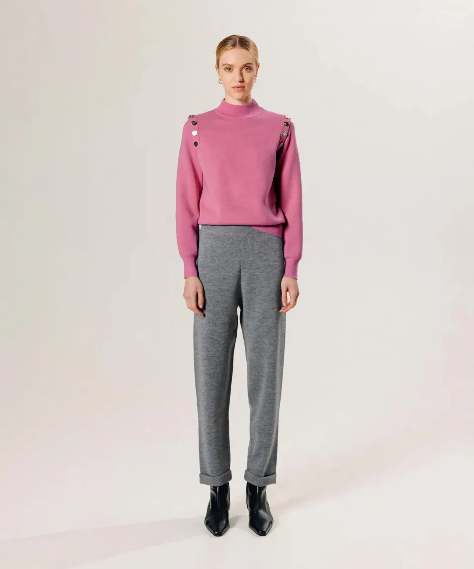 Rodier pantaloni dritti lana merino grigio