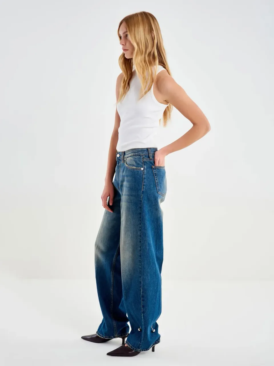 Vicolo Xenobia jeans loose wide leg blu taglia L