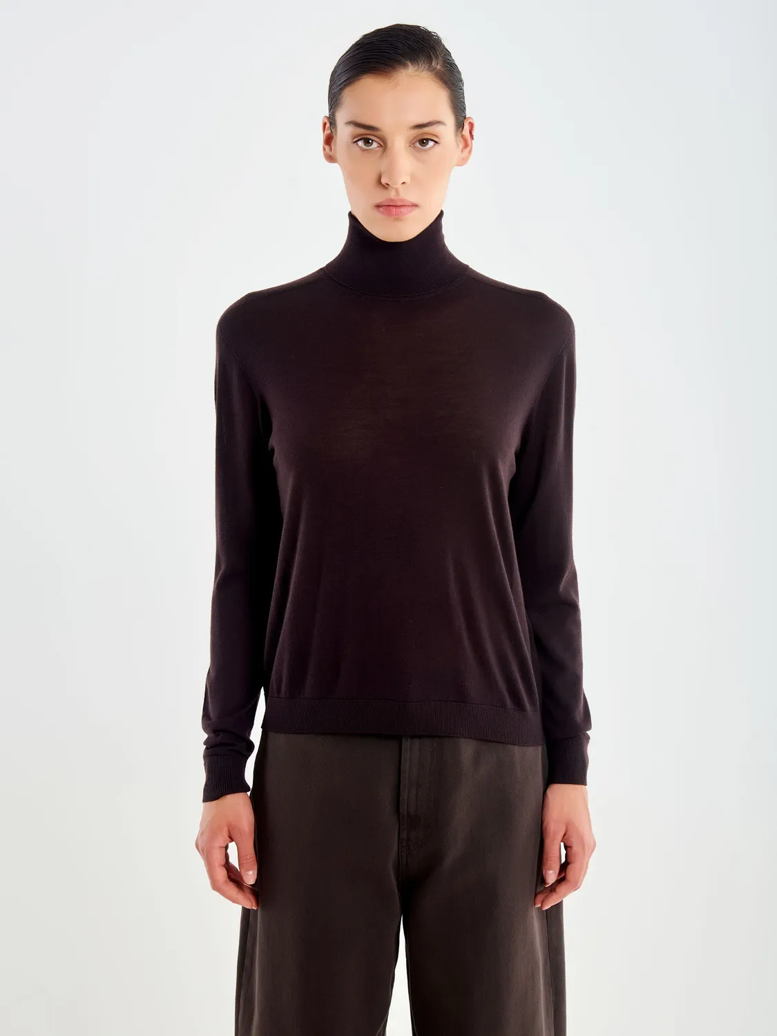 Vicolo Dolcevita Merinos Collo Alto Maglia Moro 100% Lana