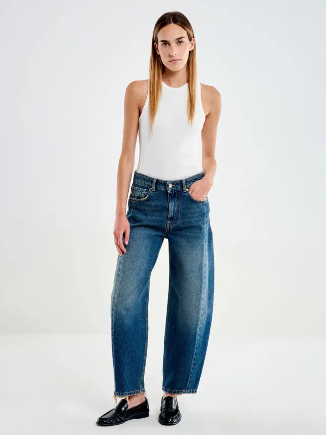 Vicolo Jeans Chiara Barrel Blu Vintage Taglia S Denim
