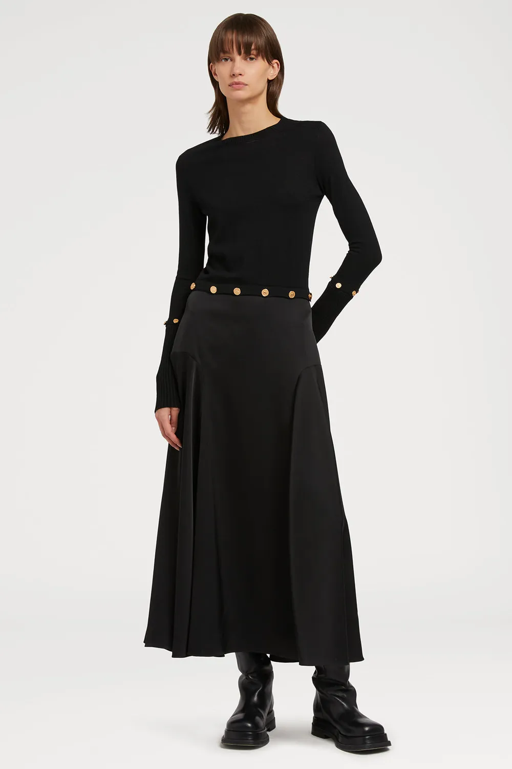 PORTS Detachable Wool Dress abito nero in maglia