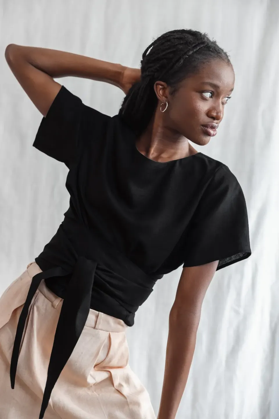 Jyoti Amaranth camicia incrociata cotone nero