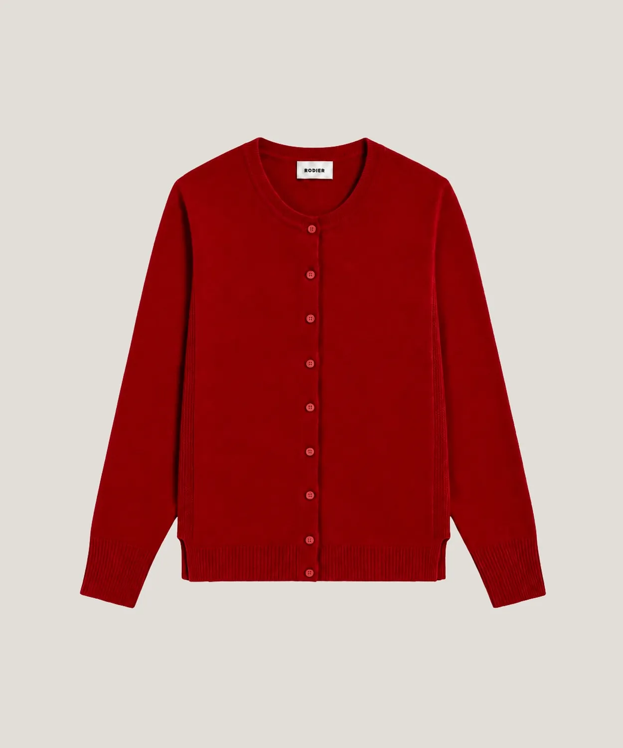 Rodier cardigan in cashmere rosso girocollo