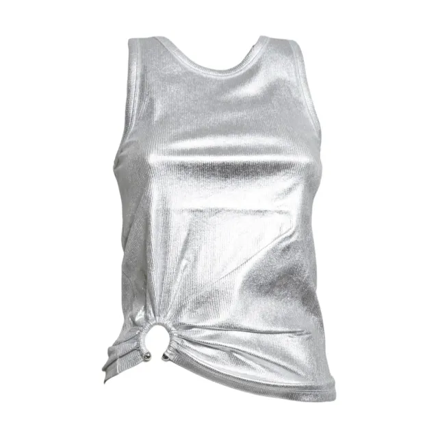 Rabanne 26PJTE031CO0530 t-shirt argento elasticizzata