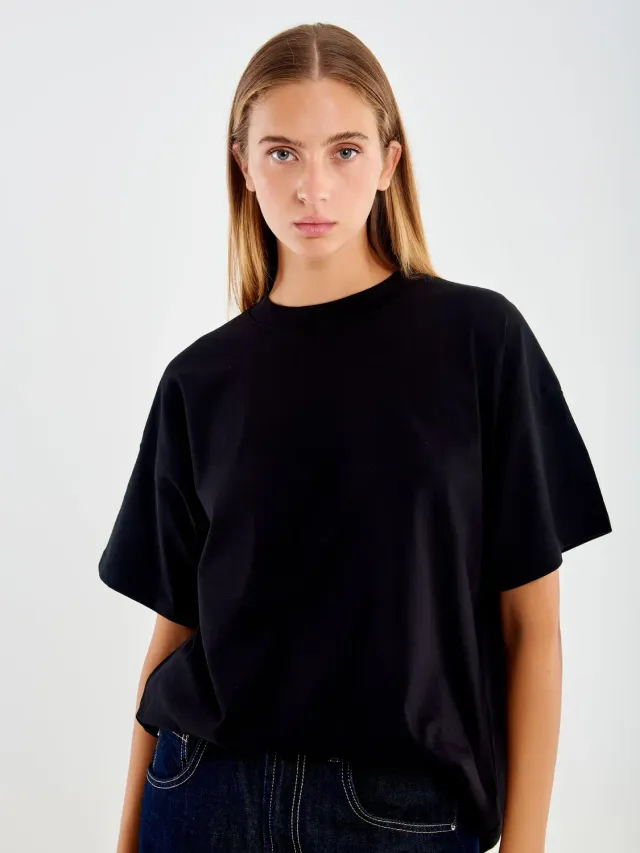 Vicolo T-Shirt Over Nera Cotone Unica