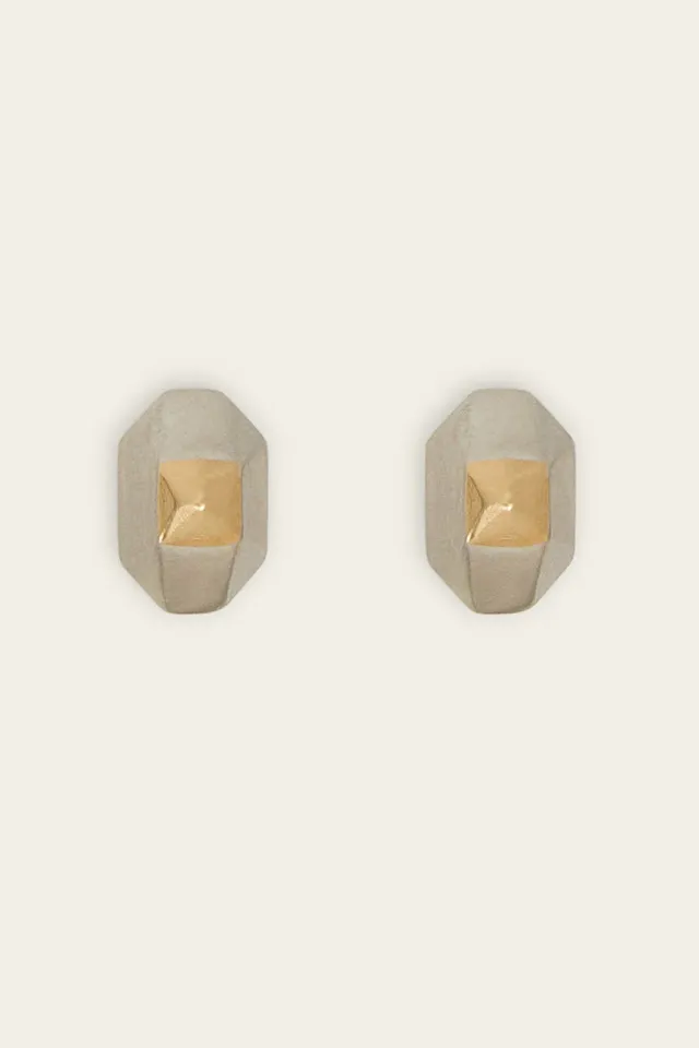 PORTS Maxi Metal Stud orecchini oro argento ottone
