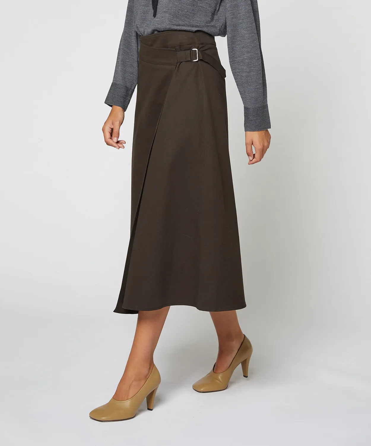 Rodier gonna a portafoglio cotone marrone midi