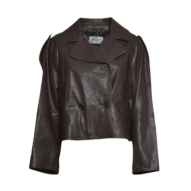 Weekend Max Mara Felino giacca in pelle donna marrone cioccolato