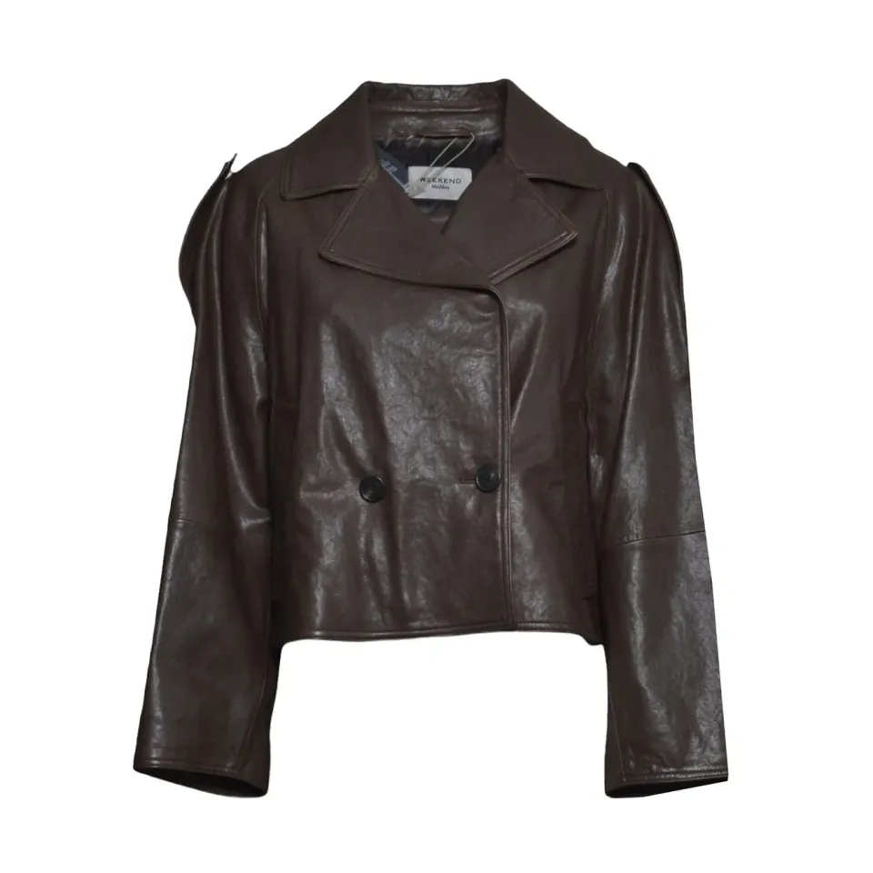 Weekend Max Mara Felino giacca in pelle donna marrone cioccolato