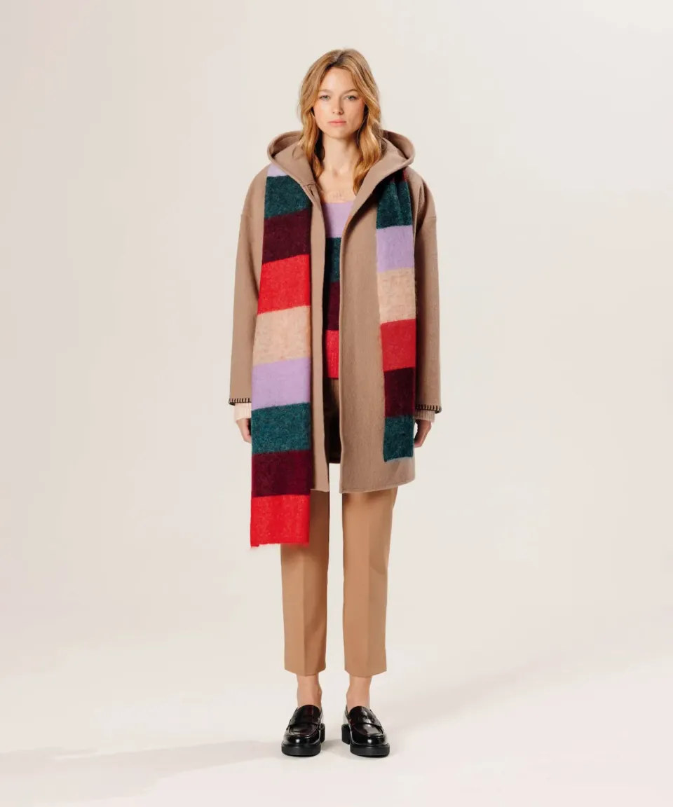 Rodier Cappotto Lana Cotta Beige Ficelle Cappuccio