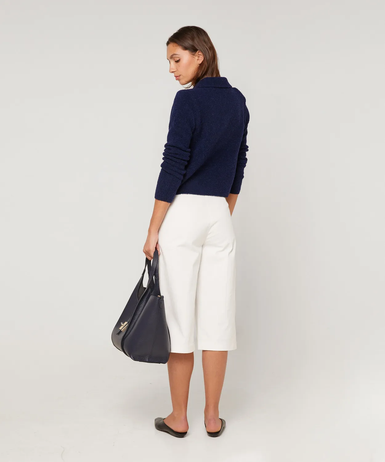 Rodier Cardigan Corto Spalline Blu Marino Bottoni Oro