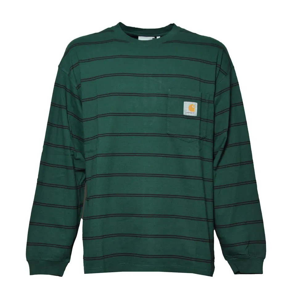 Carhartt WIP I037271 t-shirt manica lunga verde taschino