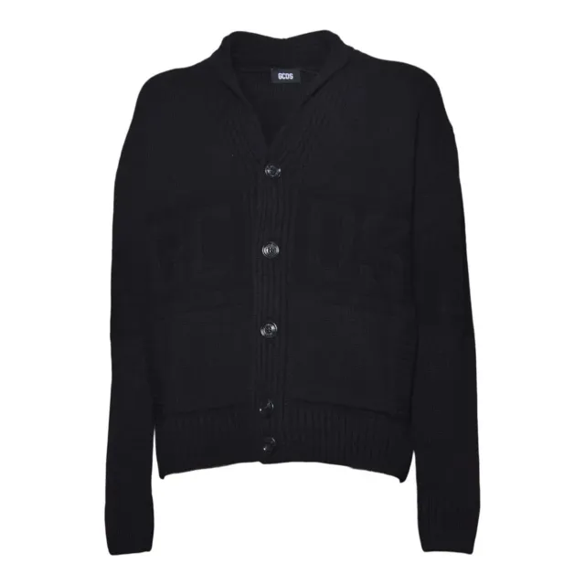GCDS B2CM1804KI8 cardigan nero logo bottoni XS-S-M-L